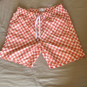 Checkered swim trunks